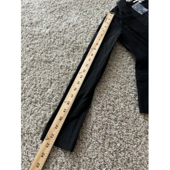 Papaya Basic Solid Black Long Sleeve Single Button Blazer Jacket Size Small New - Picture 11 of 12